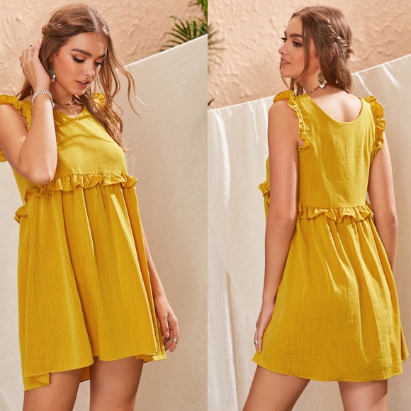 CHELSEA Mustard Babydoll dress - Picture 2 of 2